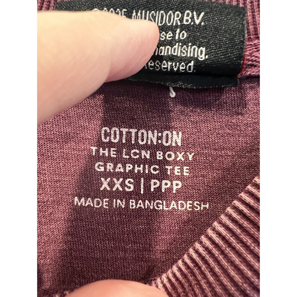 The Rolling Stones Cotton On Graphic Tee Shirt Boxy Oversized Burgundy XXS Merch - Picture 4 of 6